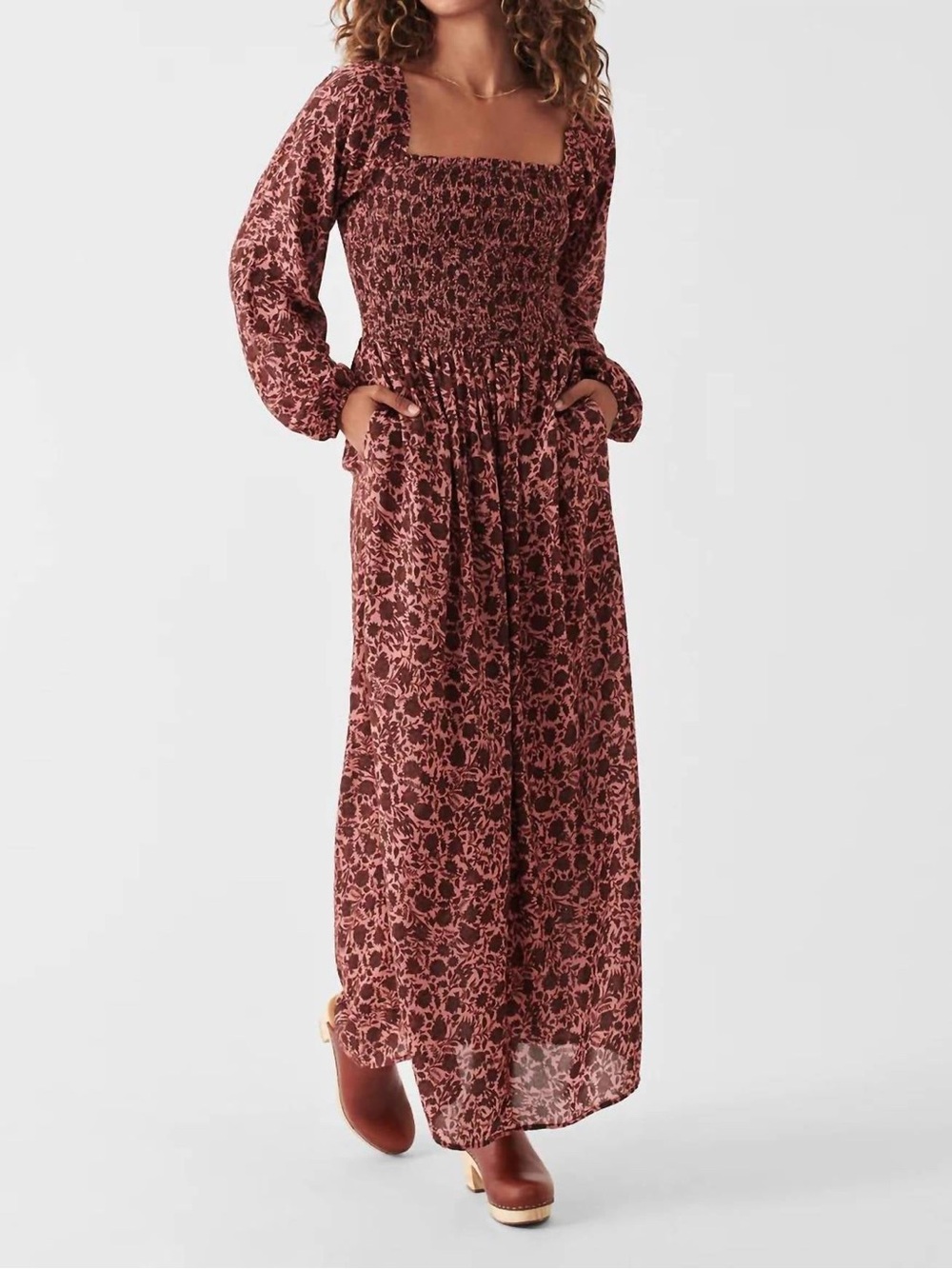 Faherty Susanna Smocked Square-Neck Maxi Dress in Montserrat Floral